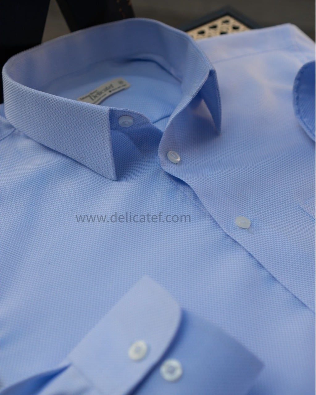  Sơ mi nam Micro-Piqué Cotton – Form đứng, thoáng khí | Lumen Blue 