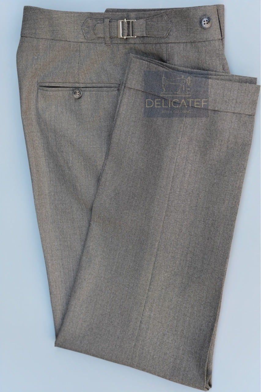  Quần Sidetab Màu Nâu Xám Xương Cá 
