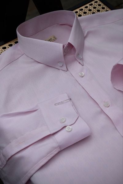  Sơ Mi Cotton Herringbone - Hồng Pastel 