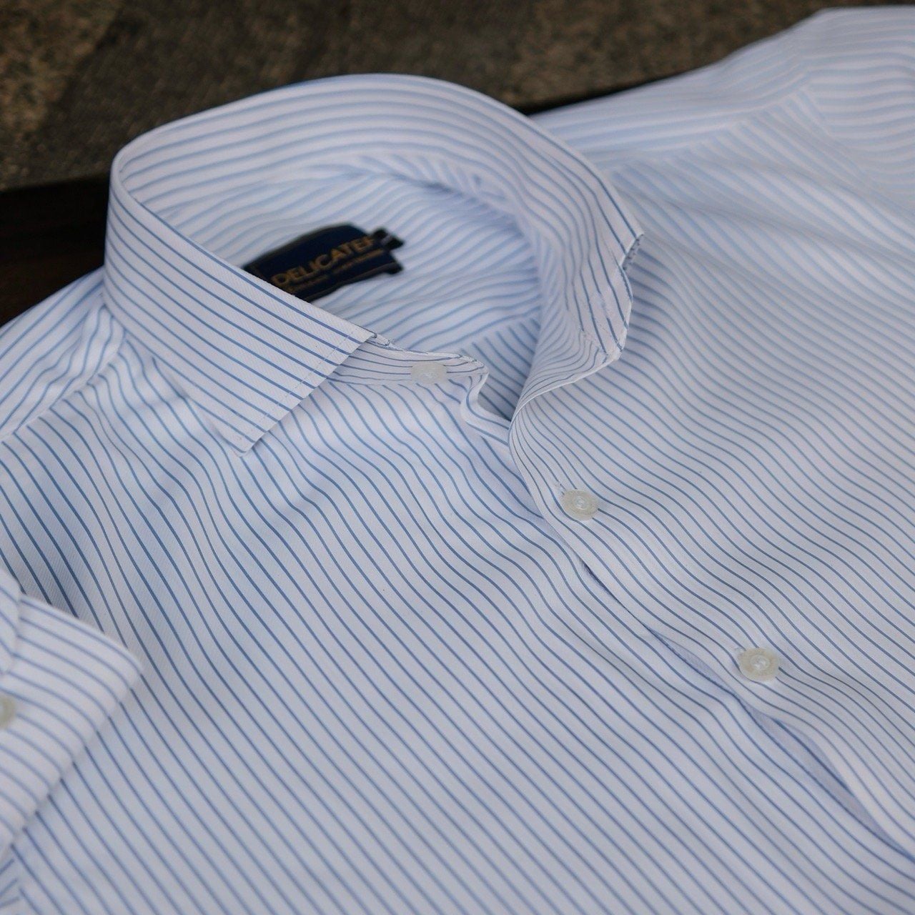  [Chống Nhăn] Sơ Mi Nền Trắng Kẻ Chỉ Xanh Đơn Giản 