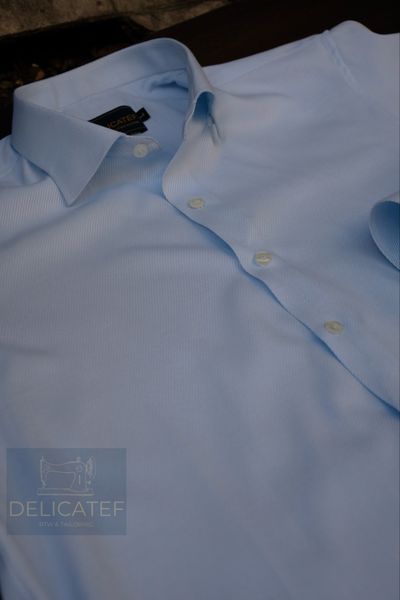  Áo Sơ Mi xanh Nhạt Cotton dệt chéo 