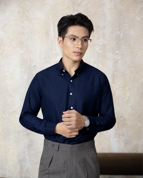  NON IRON | Sơ Mi Xanh Navy Trơn 