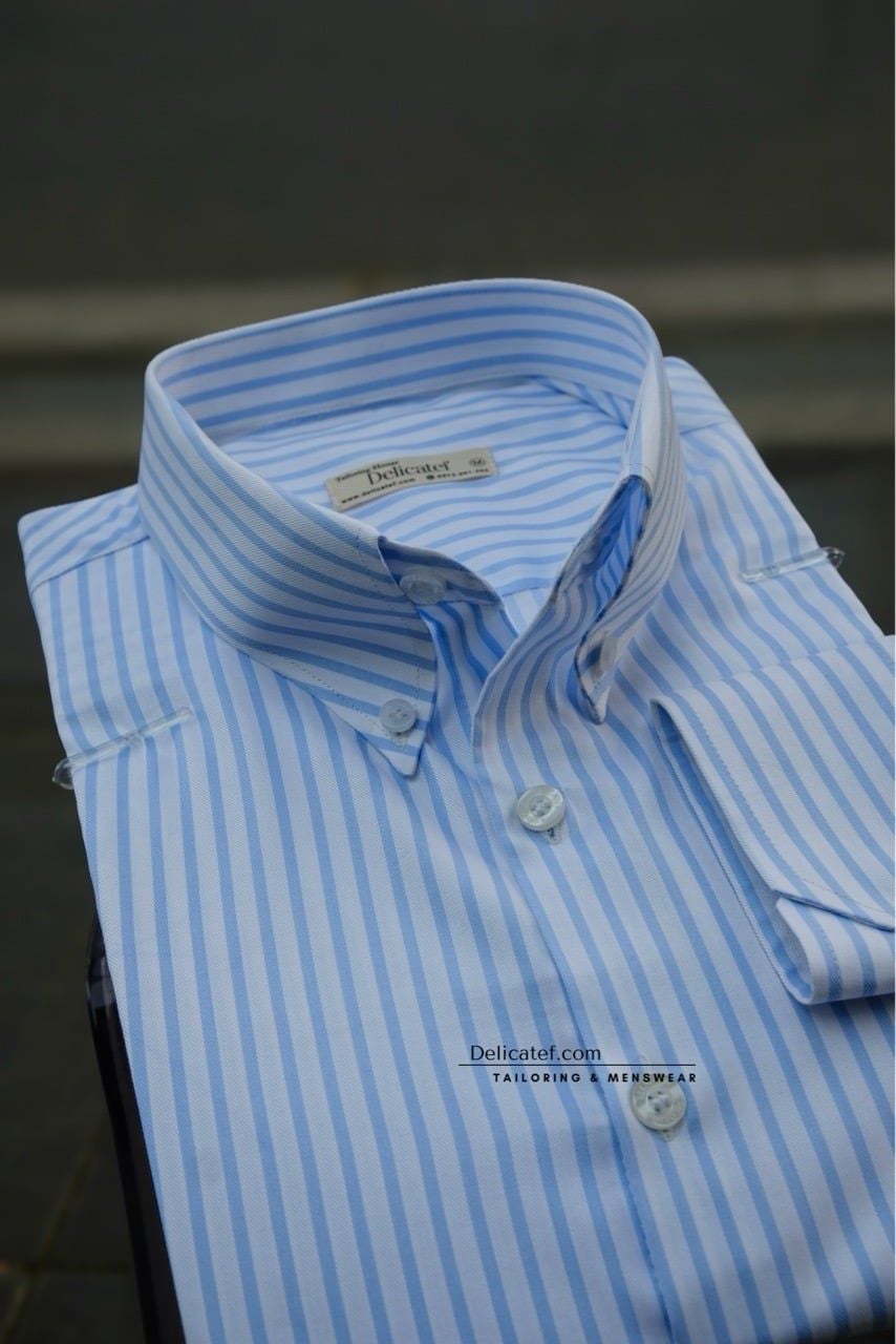  Sơ mi sọc xanh cơ bản | Blue Stripe Button-Down Shirt 