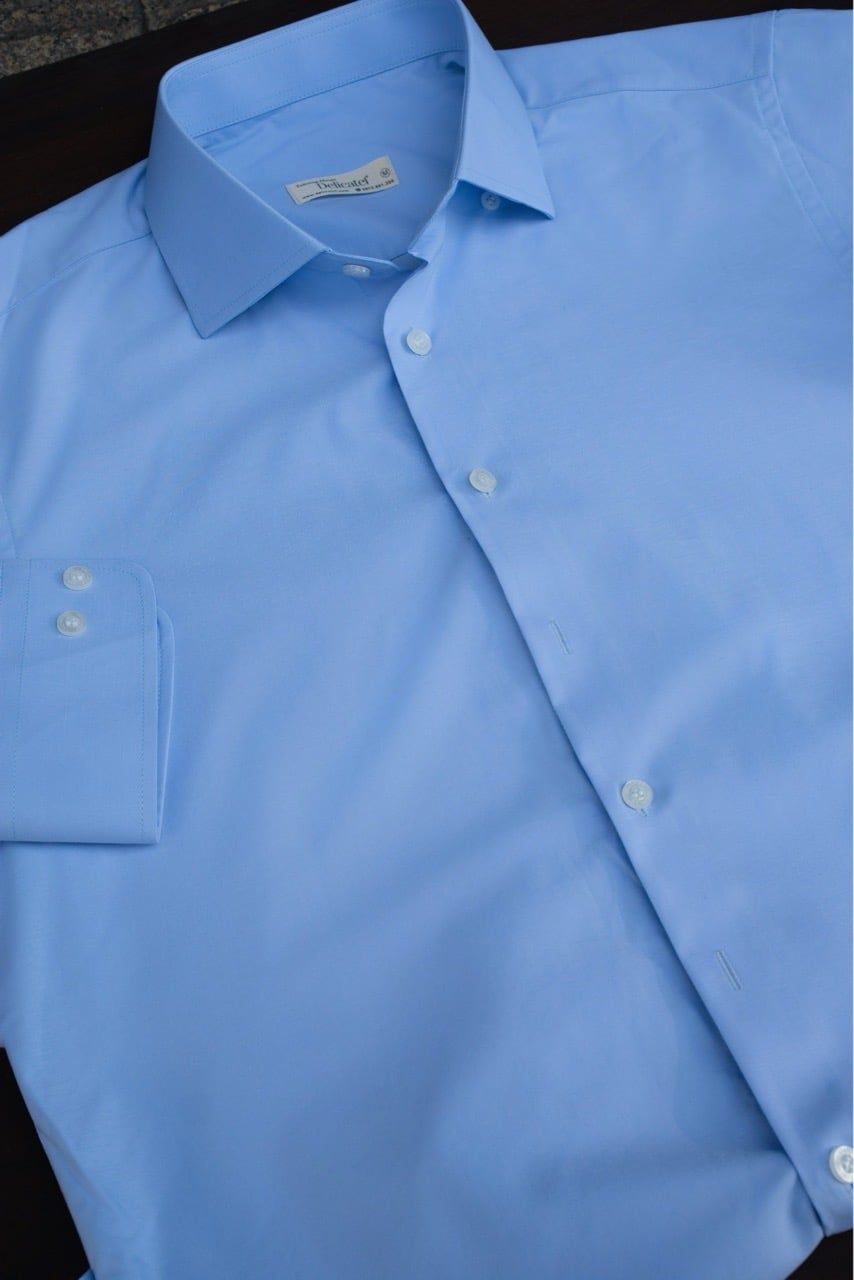  Premium Sky Blue Textured Dress Shirt 