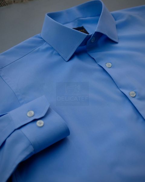  CHỐNG NHĂN | Sơ Mi Vải Bamboo Xanh Da Trời Trơn Đơn Giản 