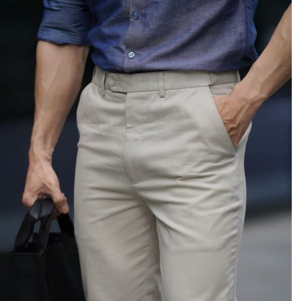  Quần Khaki nam màu Stone | Premium Stone Khaki Trousers 