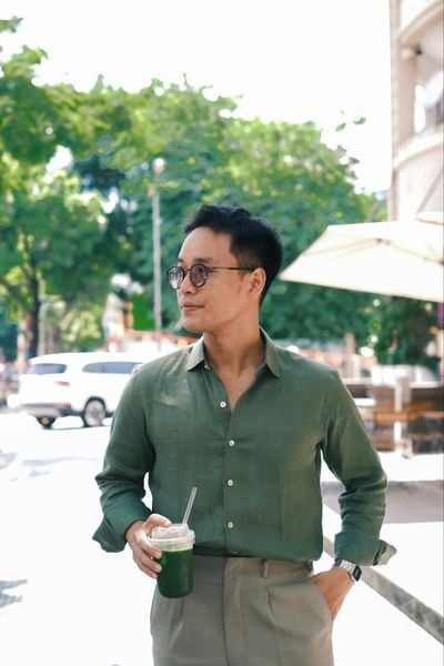  Sơ Mi Linen premium màu rêu 