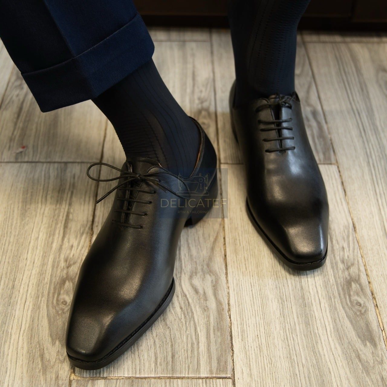  Giày Da Masterpiece Wholecut Oxford – Noir Black 