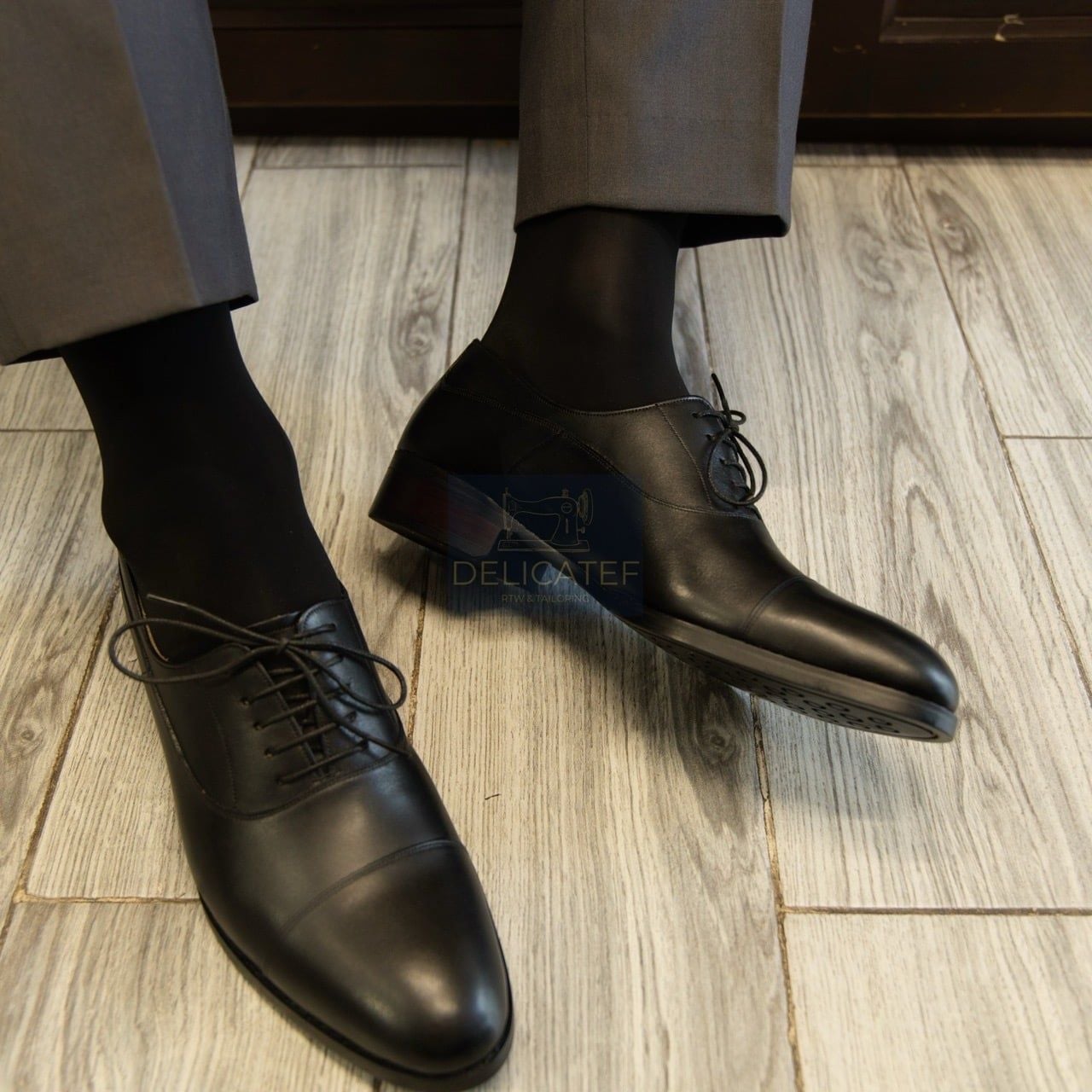  Giày Da Classic Captoe Oxford – Formal Black 
