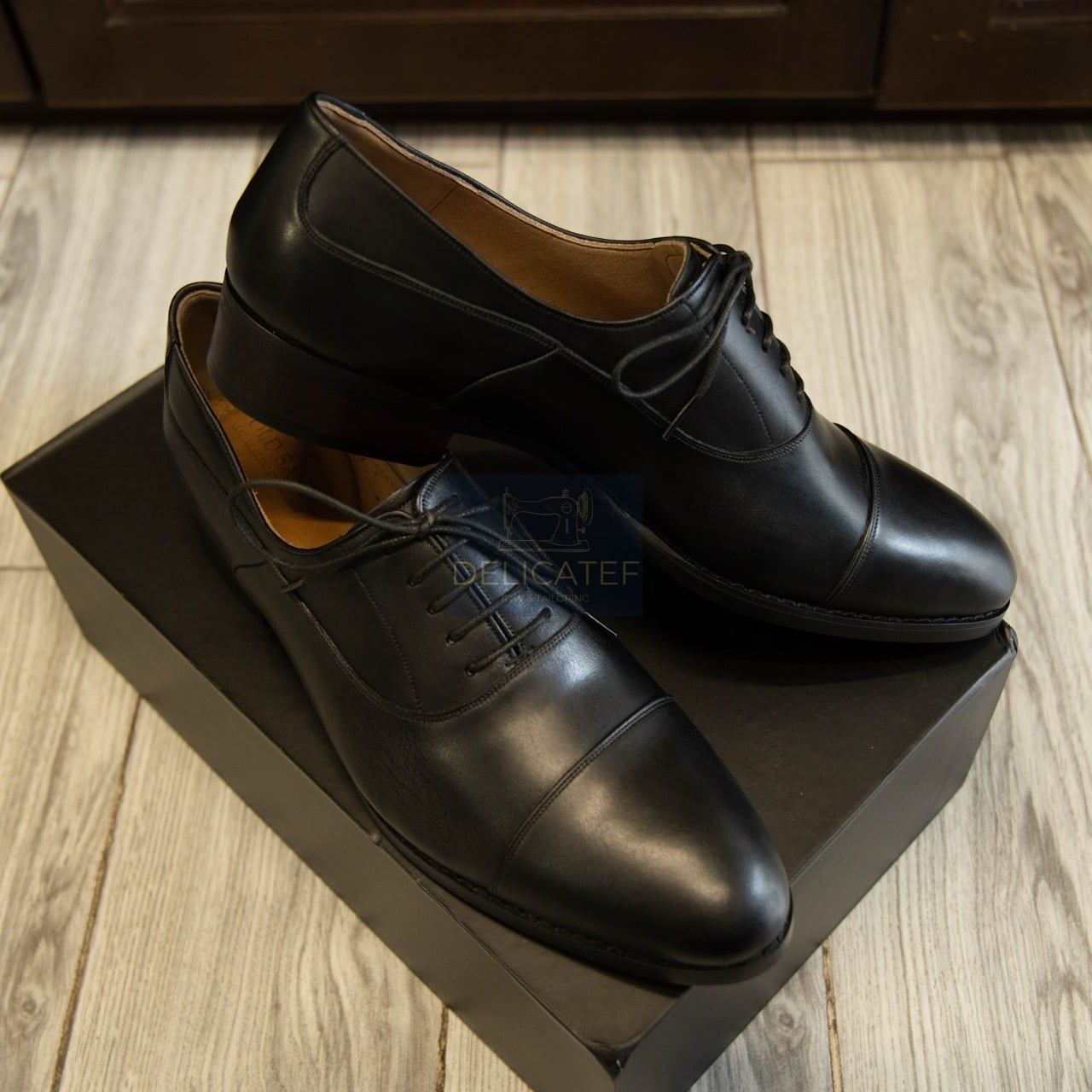 Giày Da Classic Captoe Oxford – Formal Black 