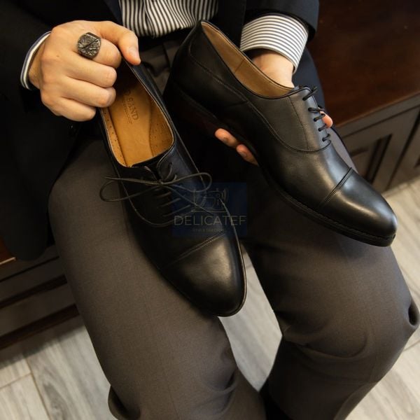  Giày Da Classic Captoe Oxford – Formal Black 