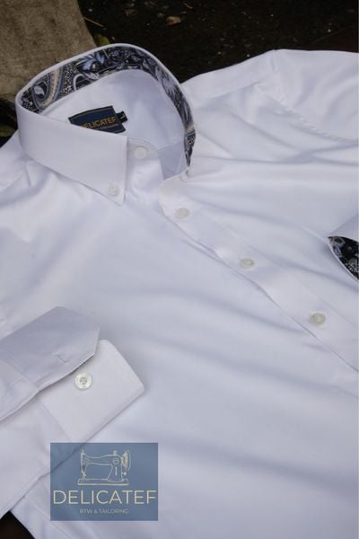  CHỐNG NHĂN | Sơ Mi Trắng có lớp lót cổ chống bẩn cổ buttondown 