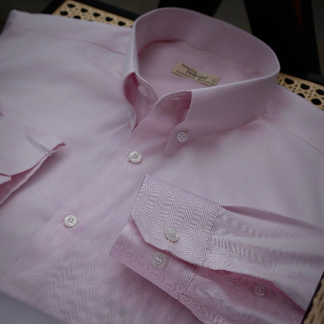  Sơ Mi Cotton Herringbone - Hồng Pastel 