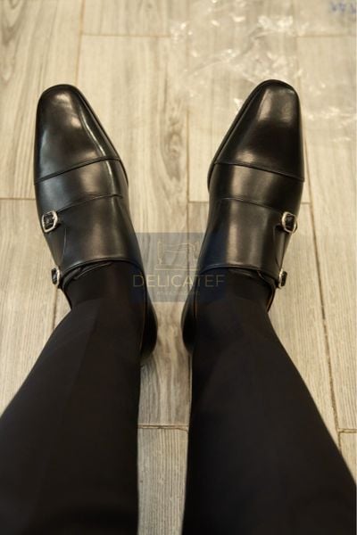  Giày Da Noble Double Monkstrap – Piano Black 