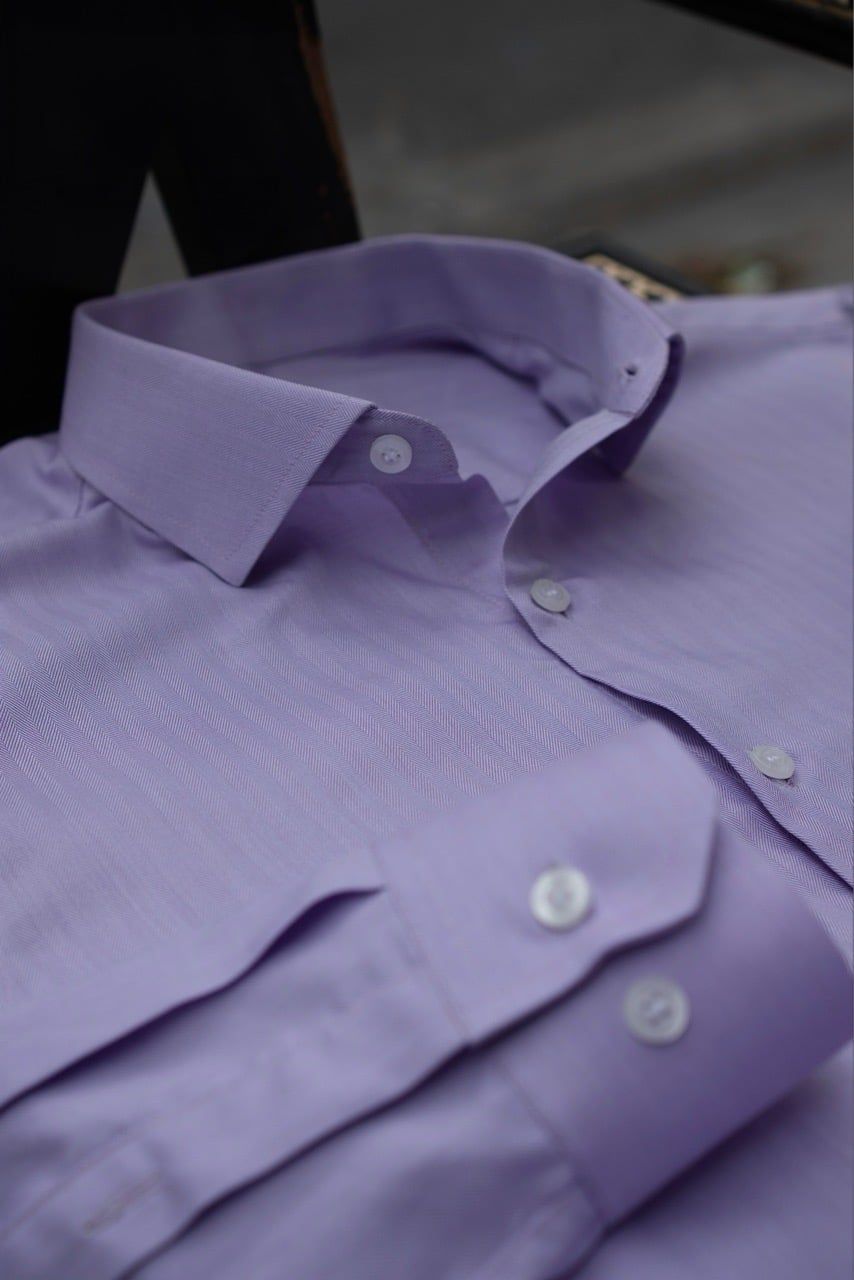  Sơ Mi Cotton Herringbone - Tím Nhạt levender 