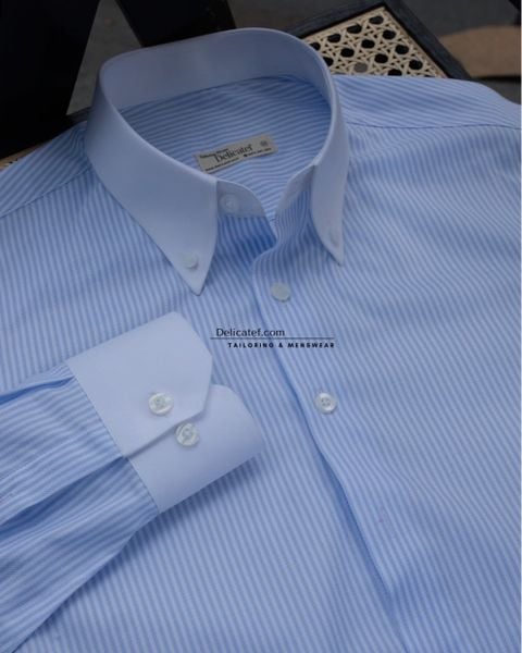  Áo Sơ Mi Nam Sọc Xanh Blue Fine Stripe Button-Down 