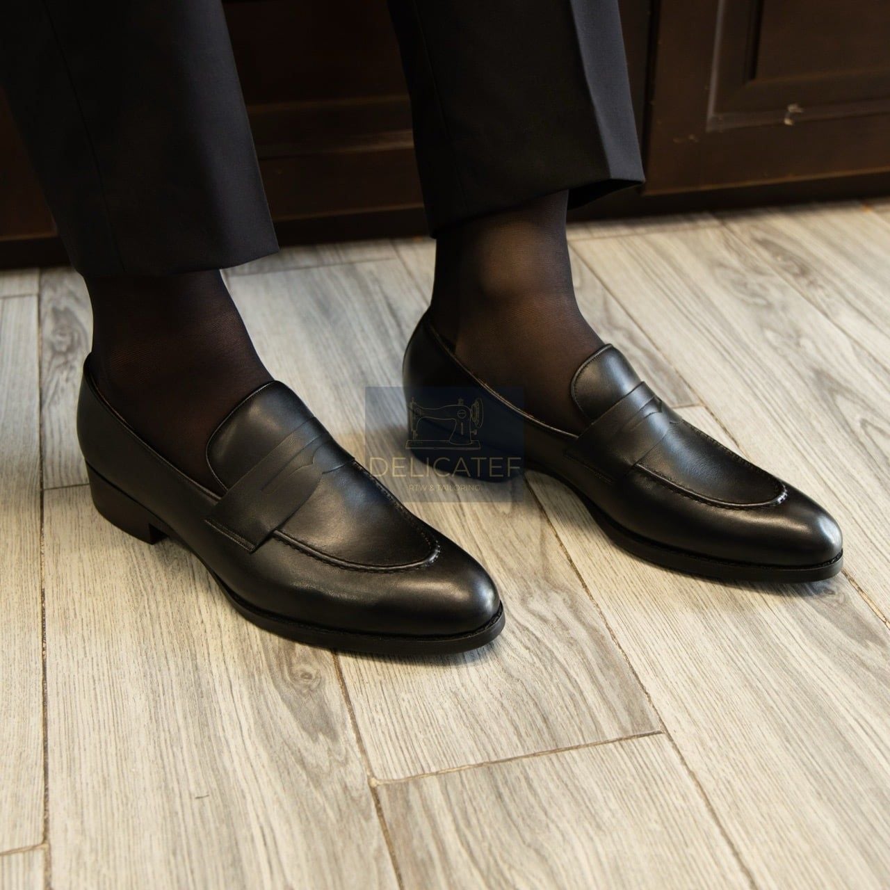  Giày Da Minimalist Penny Loafer – Black Leather 