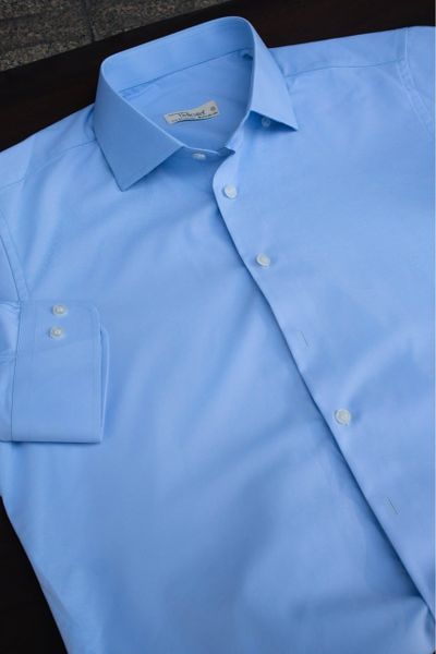  Premium Sky Blue Textured Dress Shirt 