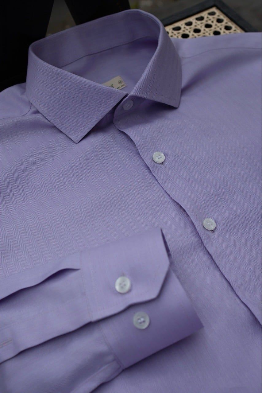  Sơ Mi Cotton Herringbone - Tím Nhạt levender 