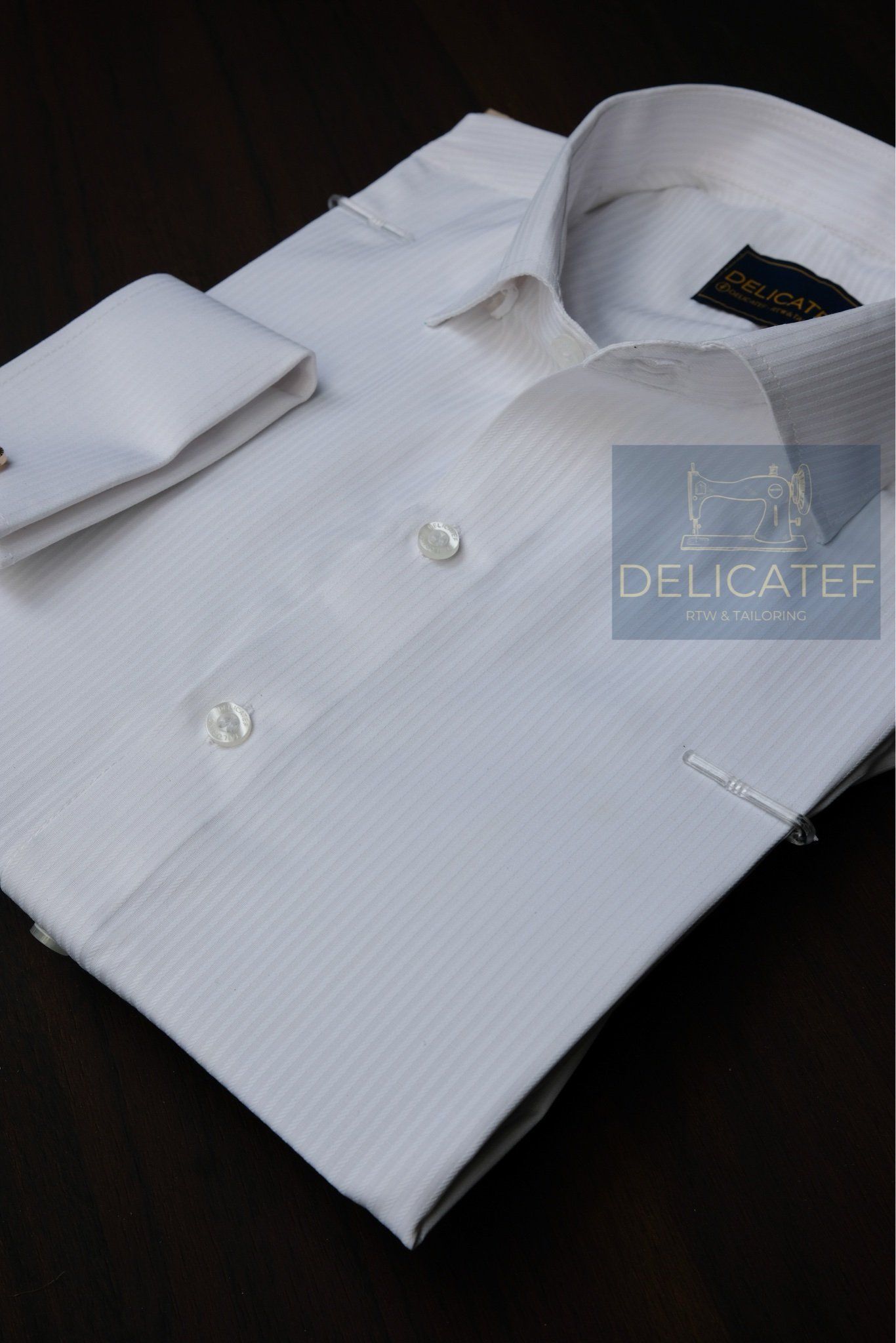  Sơ Mi Trắng Gân Chìm tay Cufflinks_V2 