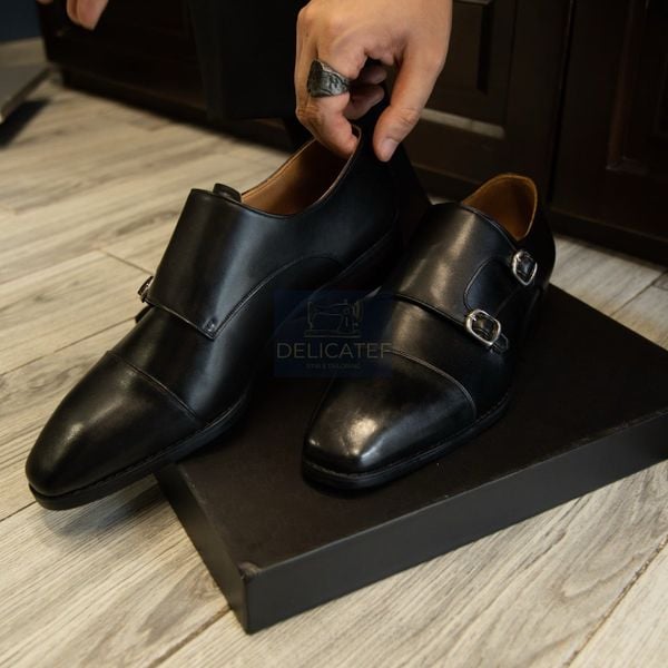  Giày Da Noble Double Monkstrap – Piano Black 
