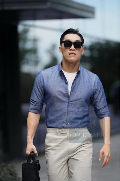  Linen Cotton Shirt – Indigo Mist 