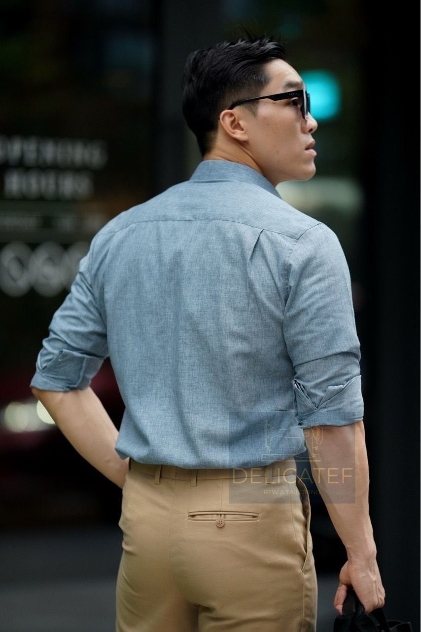  Linen Cotton Shirt – Sky Mist Blue 