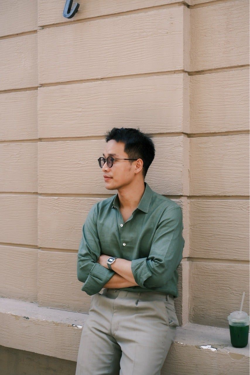  Sơ Mi Linen premium màu rêu 