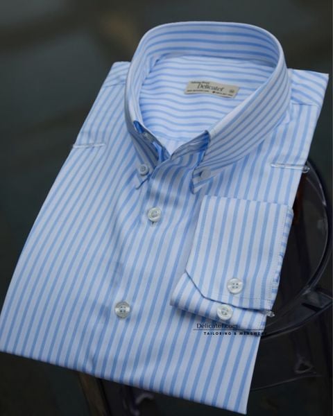  Sơ mi sọc xanh cơ bản | Blue Stripe Button-Down Shirt 