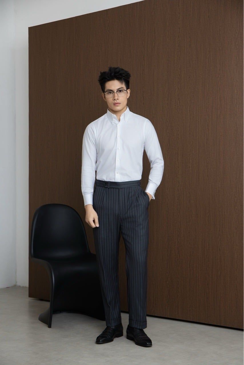  Quần âu sidetab Xám Kẻ Lớn 
