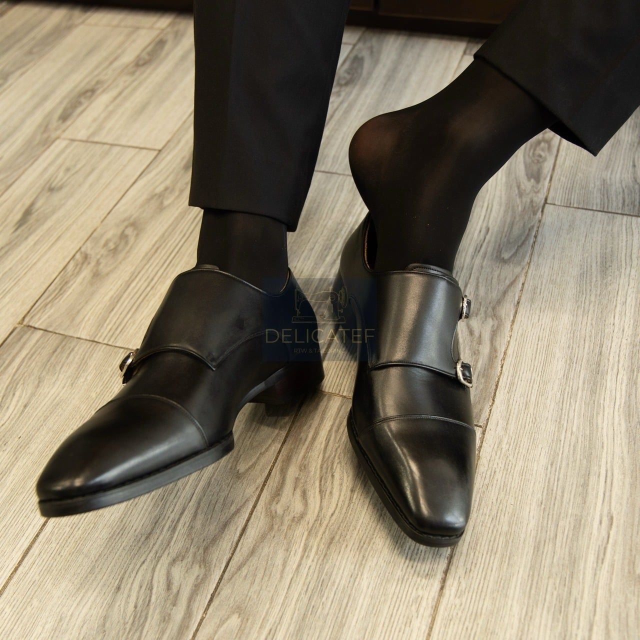  Giày Da Noble Double Monkstrap – Piano Black 