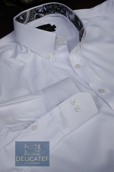  CHỐNG NHĂN | Sơ Mi Trắng có lớp lót cổ chống bẩn cổ buttondown 