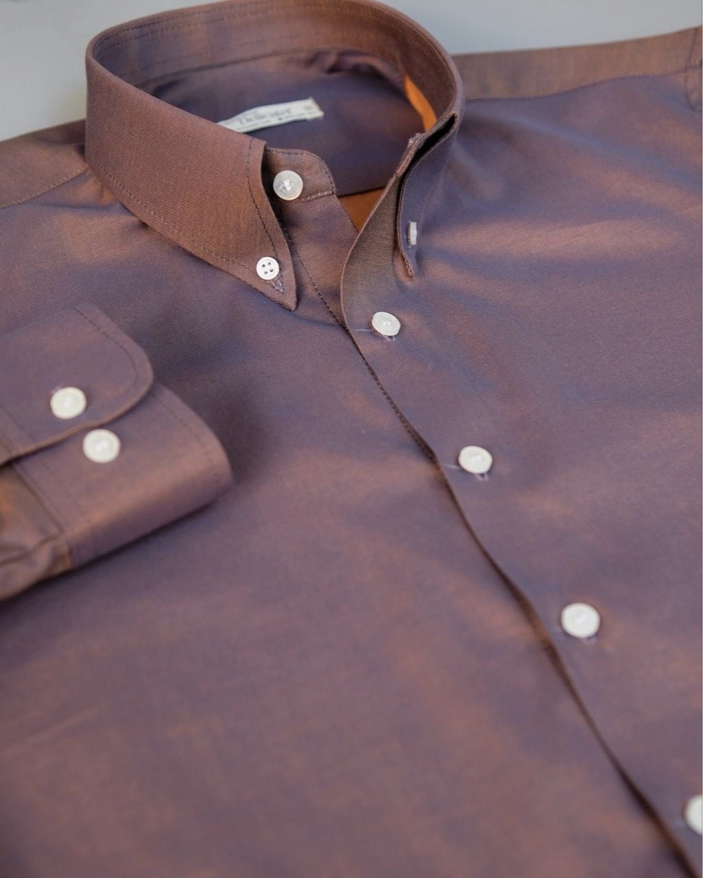  Sơ Mi Cotton Nâu ánh Tím 100% Cotton 