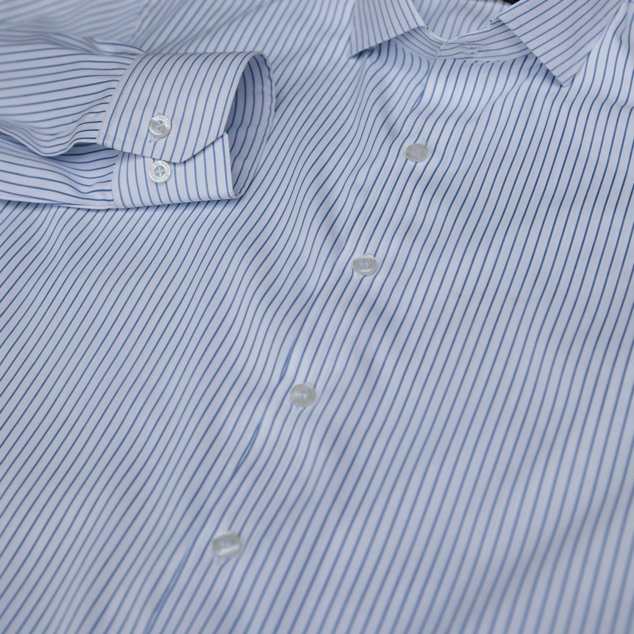  [Chống Nhăn] Sơ Mi Nền Trắng Kẻ Chỉ Xanh Đơn Giản 