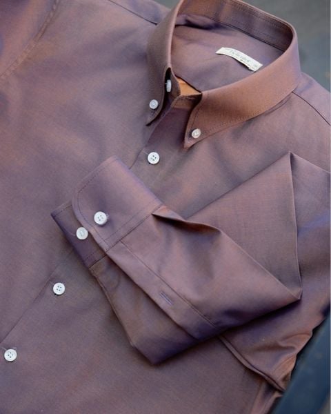  Sơ Mi Cotton Nâu ánh Tím 100% Cotton 