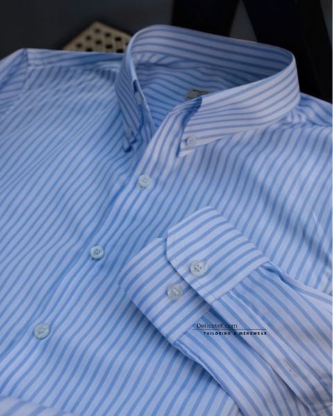  Sơ mi sọc xanh cơ bản | Blue Stripe Button-Down Shirt 