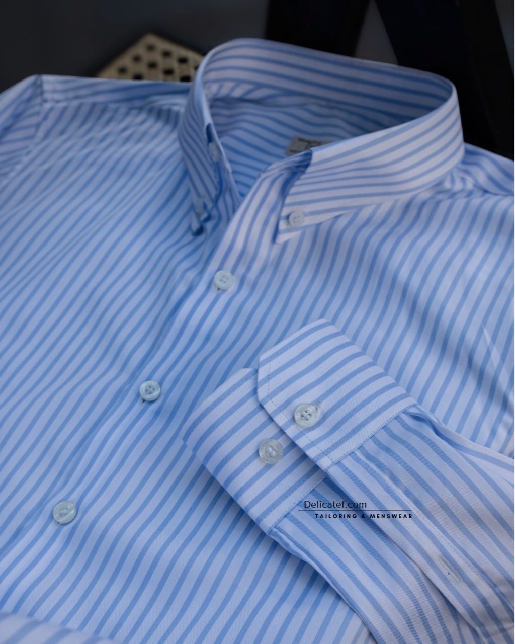  Sơ mi sọc xanh cơ bản | Blue Stripe Button-Down Shirt 