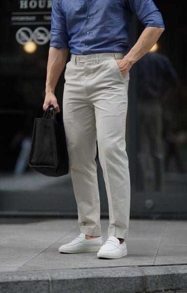  Quần Khaki nam màu Stone | Premium Stone Khaki Trousers 