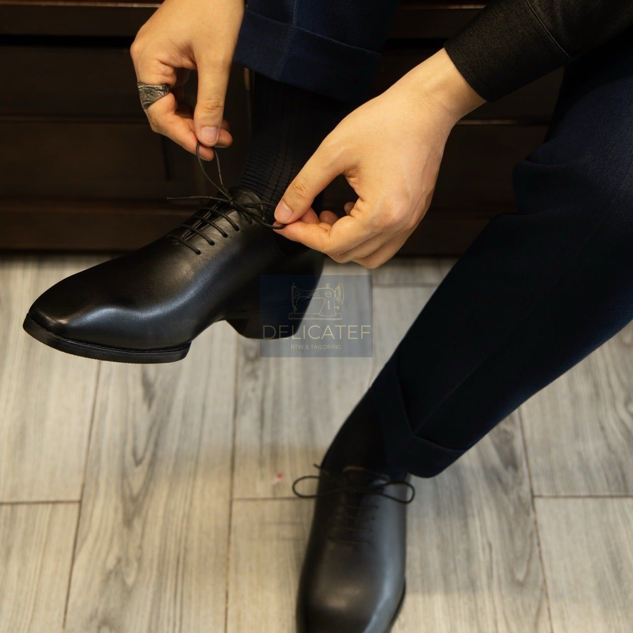  Giày Da Masterpiece Wholecut Oxford – Noir Black 