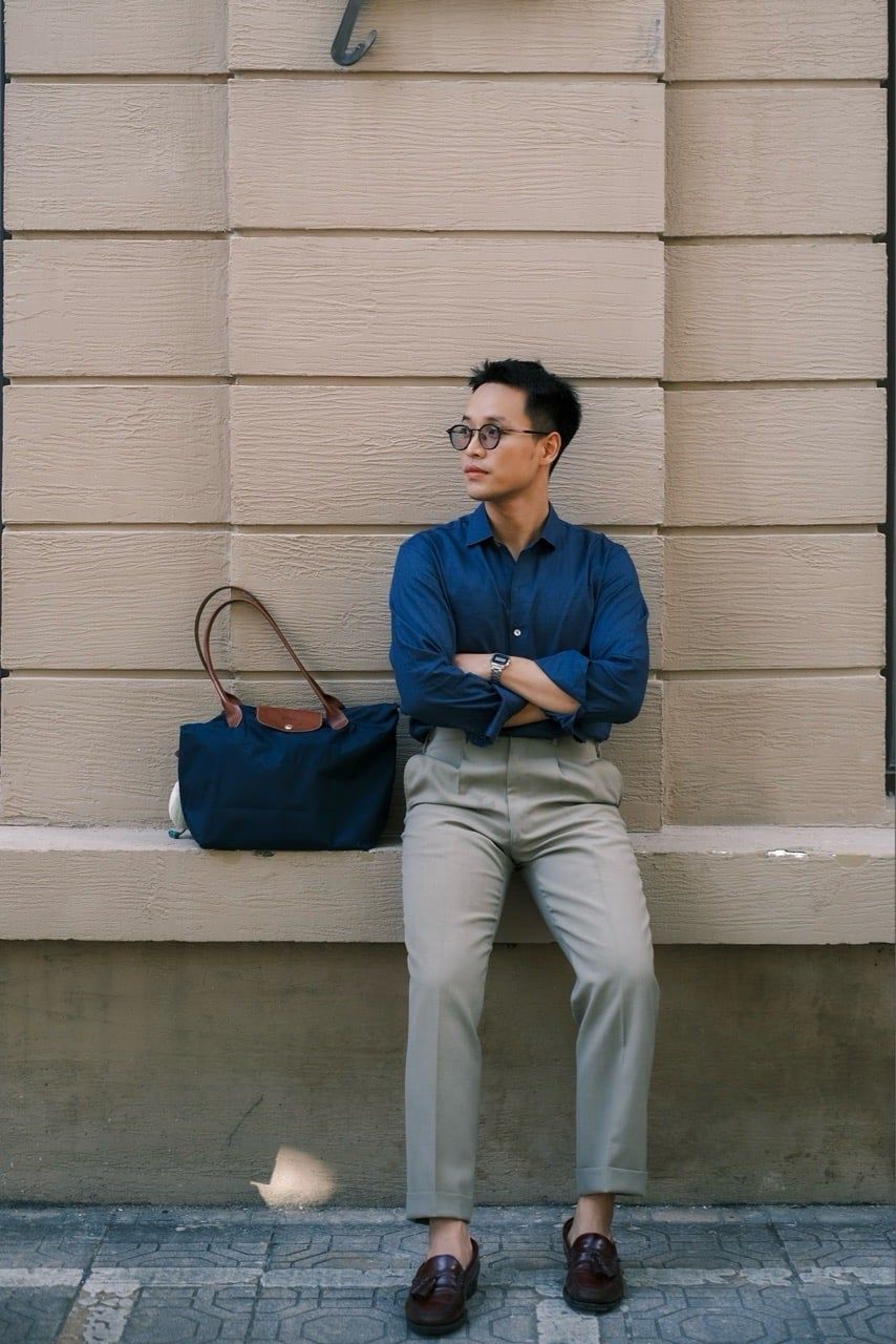  Sơ Mi Linen Màu Xanh Navy basic 