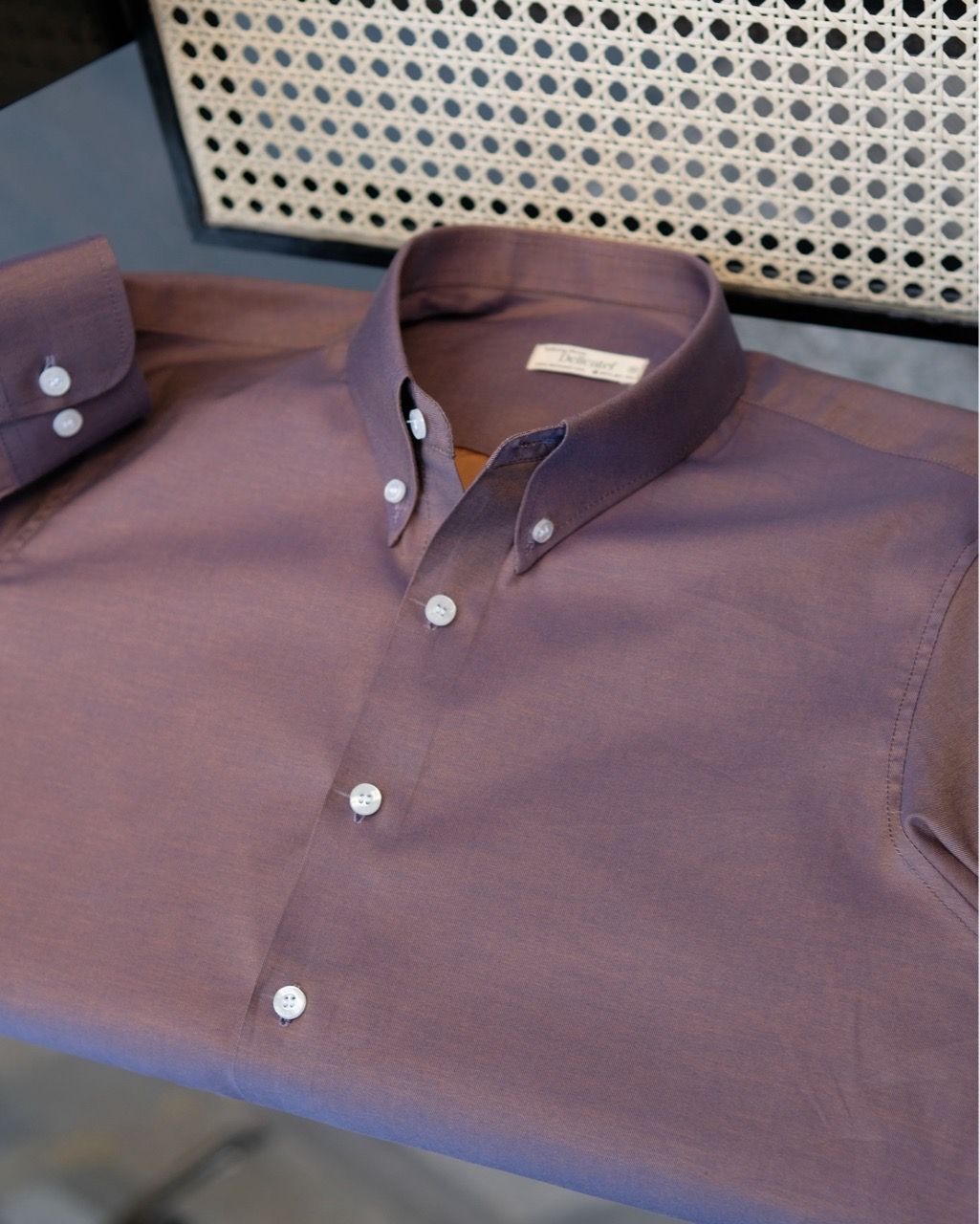  Sơ Mi Cotton Nâu ánh Tím 100% Cotton 