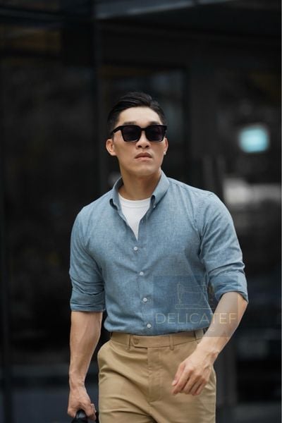  Linen Cotton Shirt – Sky Mist Blue 