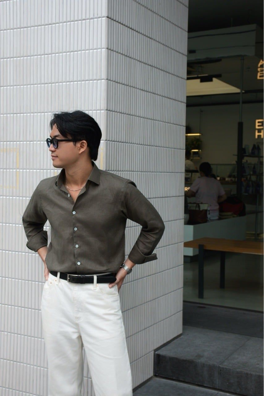  Sơ Mi Linen premium màu Olive 