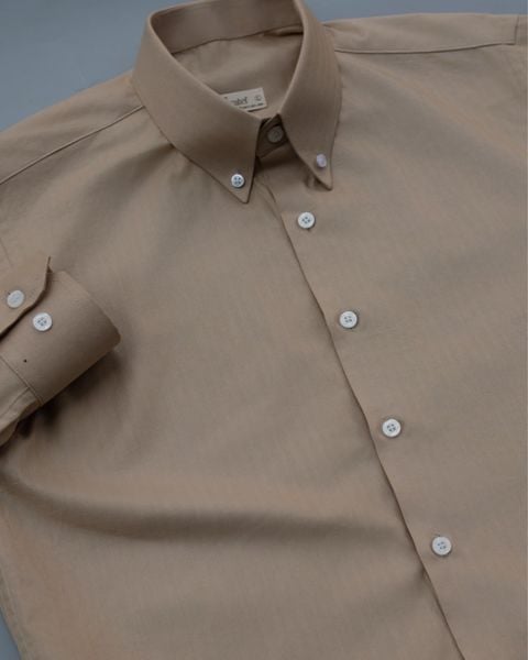  Sơ Mi Nâu Cát vải dọc xương cá 100% Cotton 
