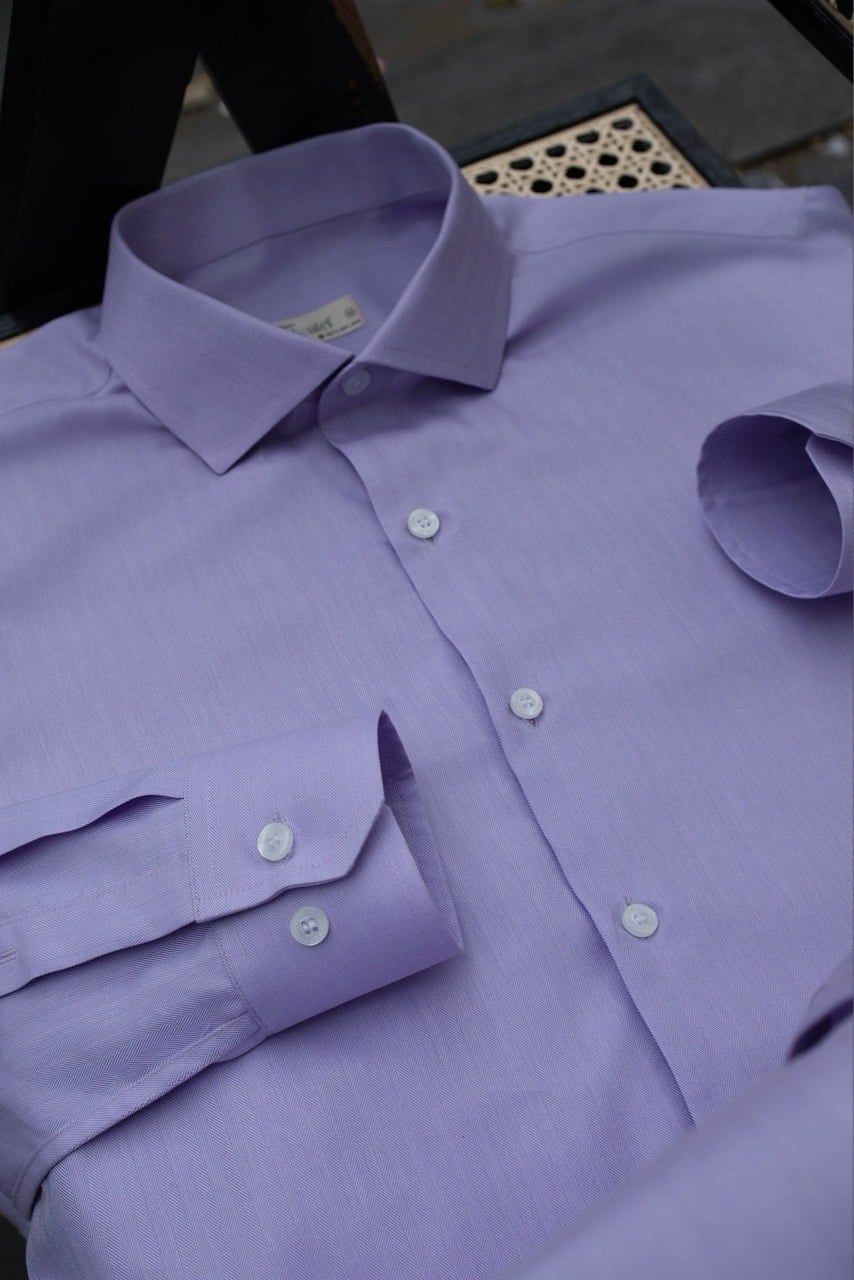  Sơ Mi Cotton Herringbone - Tím Nhạt levender 