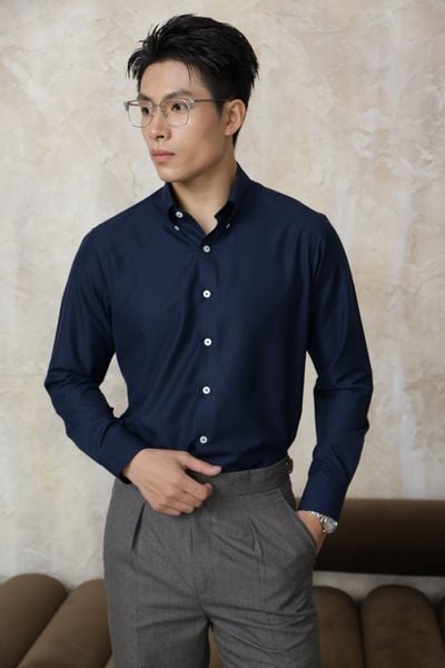  NON IRON | Sơ Mi Xanh Navy Trơn 