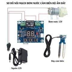 Bộ Bơm Nước Tưới Cây Tự Động Bơm 12V - Cảm Biến Đo Độ Ẩm Đất XH-M214 Có Màn Hình Hiển Thị