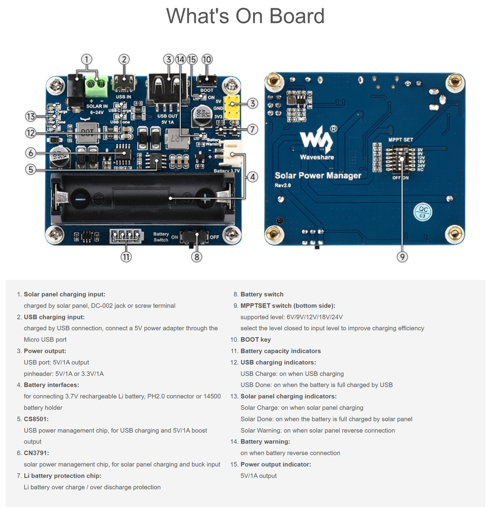 Module nguồn pin năng lượng mặt trời - Solar power manager 6v-24v