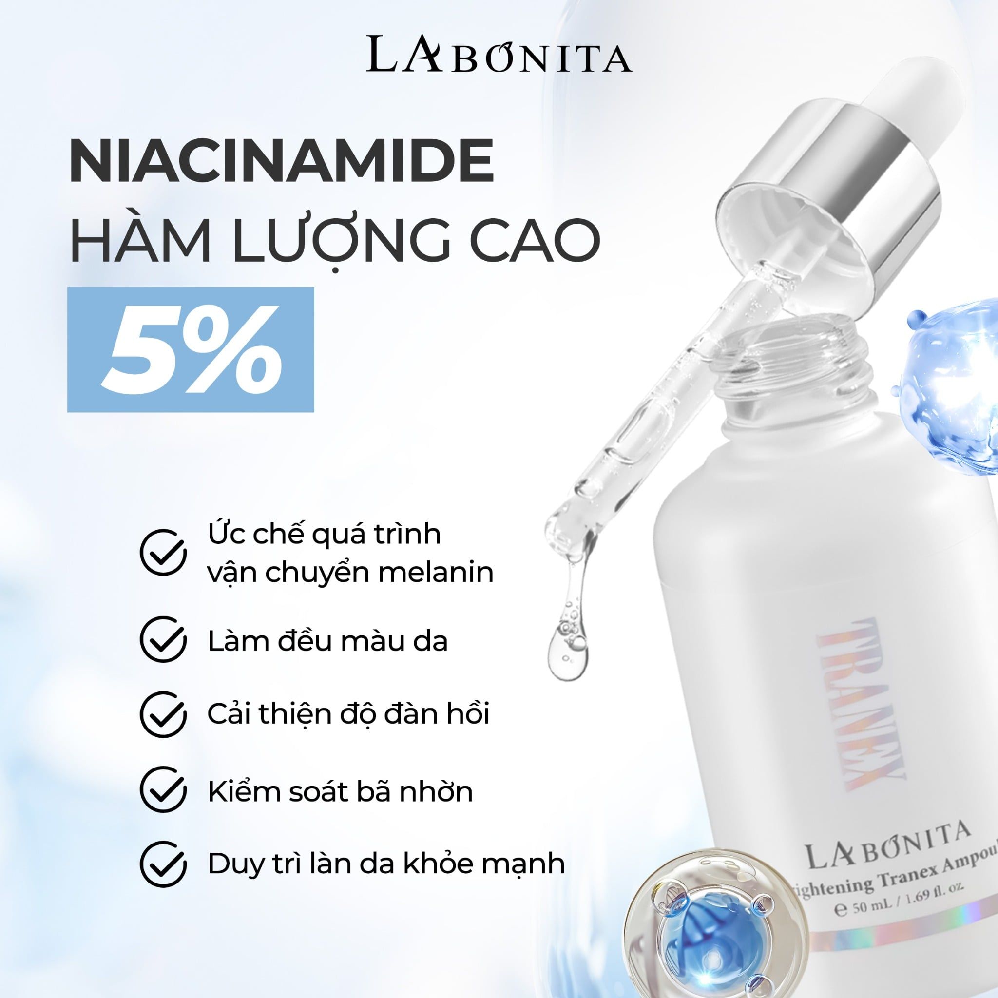  Tinh Chất Hỗ Trợ Dưỡng Sáng Da Mờ Thâm Sạm Labonita Brightening Tranex Ampoule 50ML 
