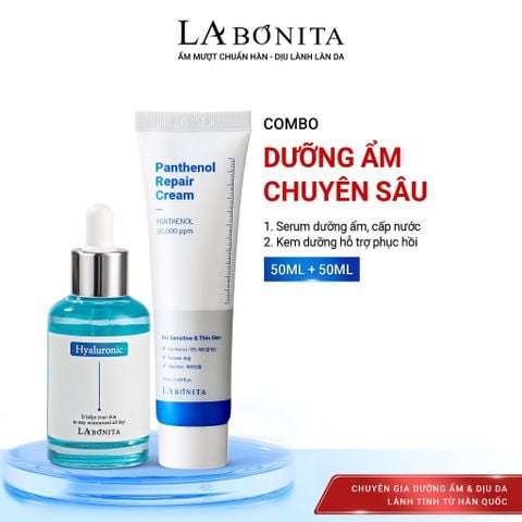 COMBO SERUM HA & Kem dưỡng LaBonita Vital Panthenol Repair 50ml - Bộ Đôi Hỗ Trợ Cấp Ẩm Chuyên Sâu Cho Da